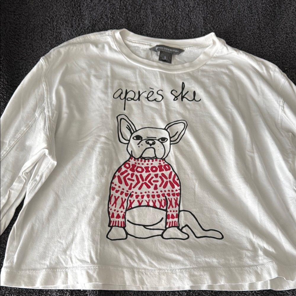 French Connection White and Red Crop Top